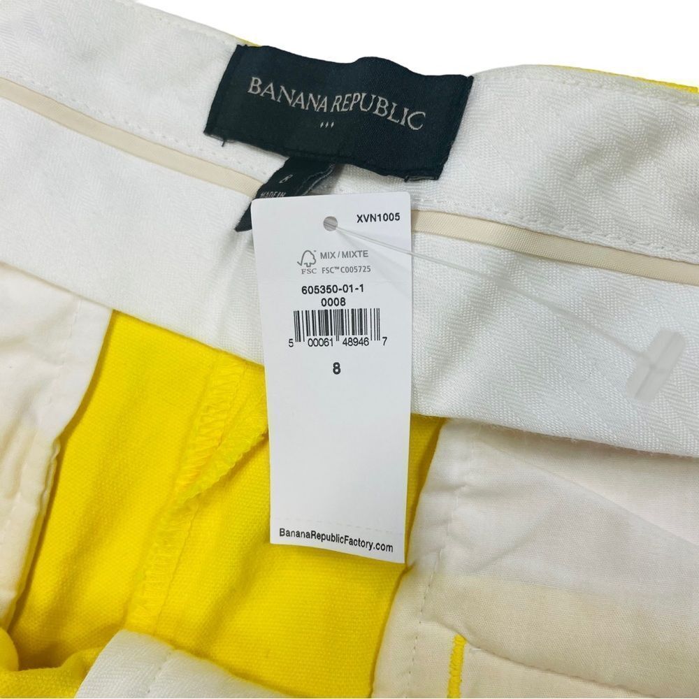 NWT Banana Republic Yellow Pique Tailored Mid Rise Shorts - Size 8 - Picture 9 of 14